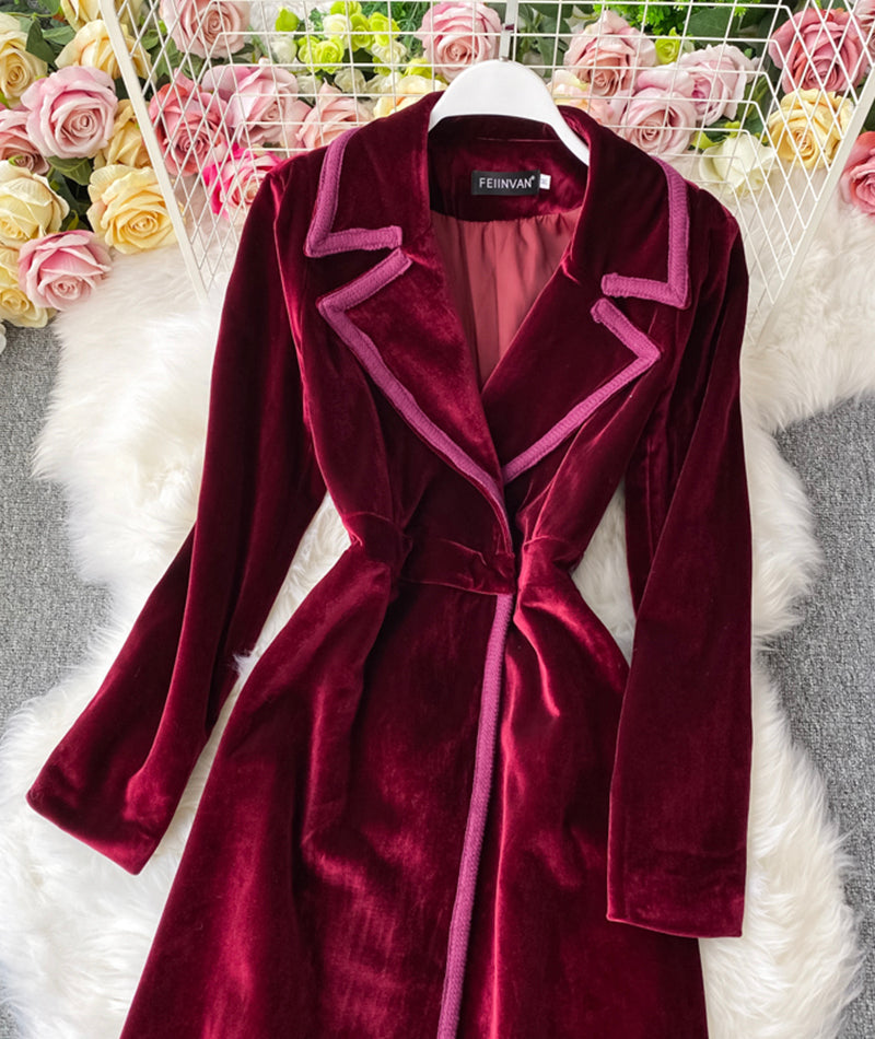Velvet Long Coat Dress P300