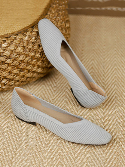 Color Square-toe Flats Shoes