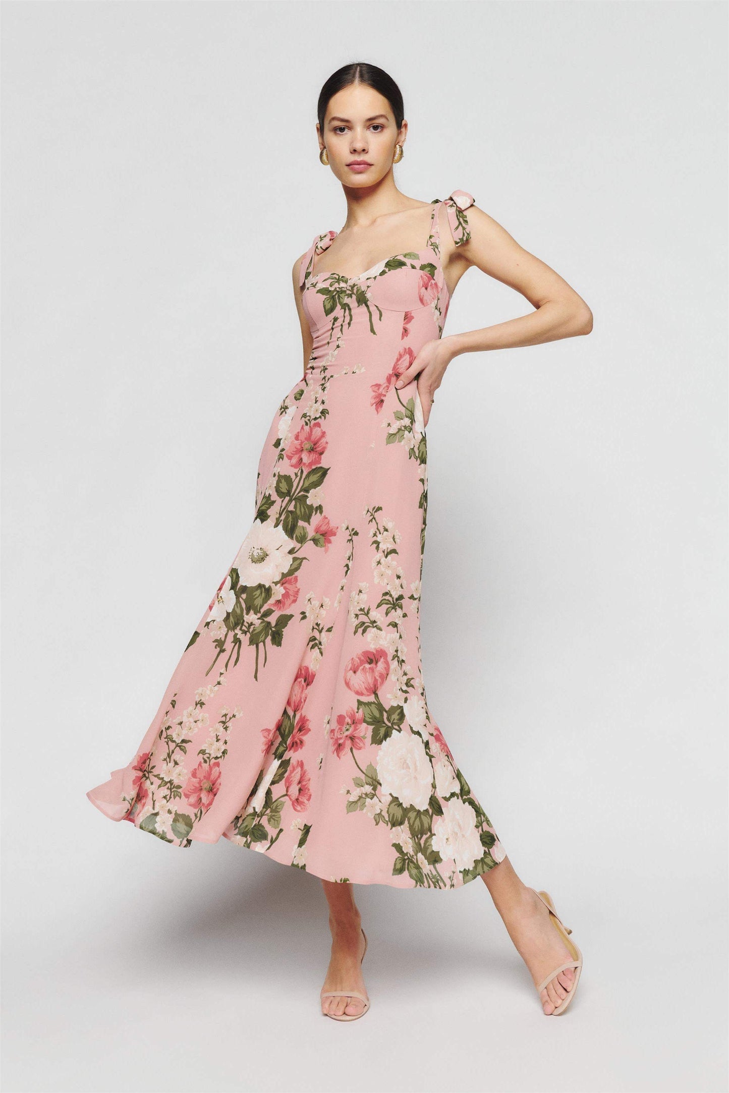 Printed Cami Slim Midi Dress
