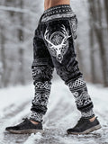 Comstylish Viking Antler Pattern Men's Flannel Pants