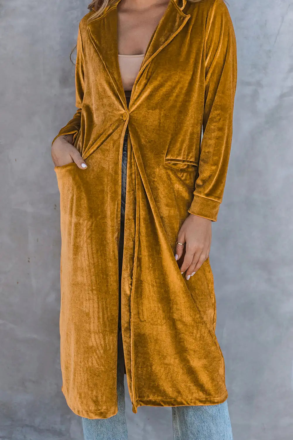 Yellow Velvet Long Coat