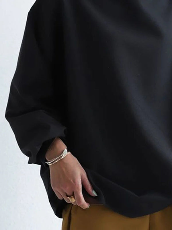 Color High-neck Long Sleeves T-shirt