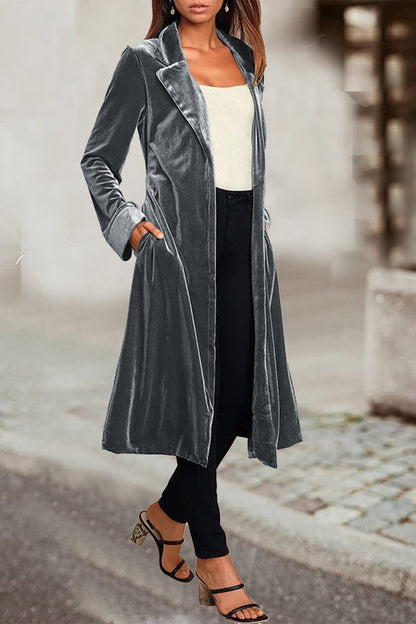 British Style Pocket Turn-back Collar Outerwear