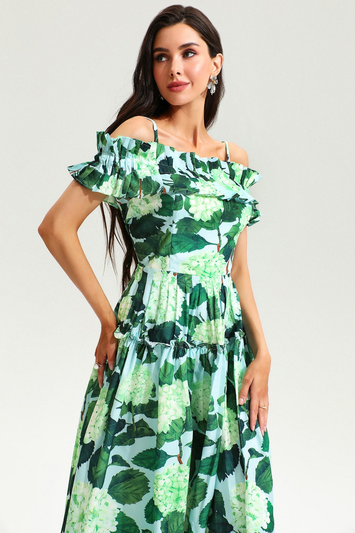 Printed Off-shoulder Maxi Dress