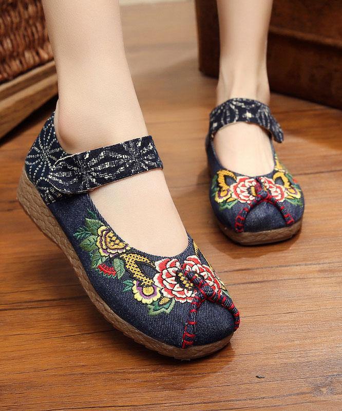 Red Cotton Embroidered Fabric Flat Shoes for Splicing Flats