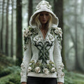 Vintage Viking Celtic Knot Forest Elf Hooded Cozy Cardigan artswardrobe