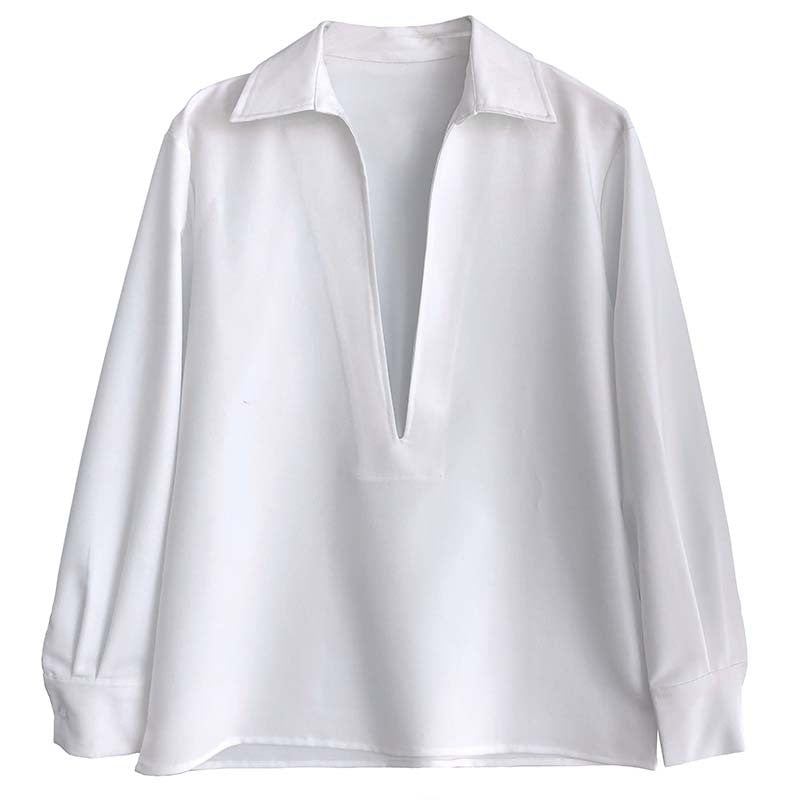 Autumn Young Long Sleeve V-neck Shirt Fashionable Outerwear Bandage Top