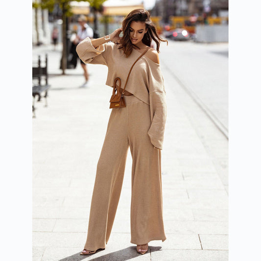 Street Autumn Winter Waffle Long Sleeve Pants Set – Urban Outfit for Cold Weather