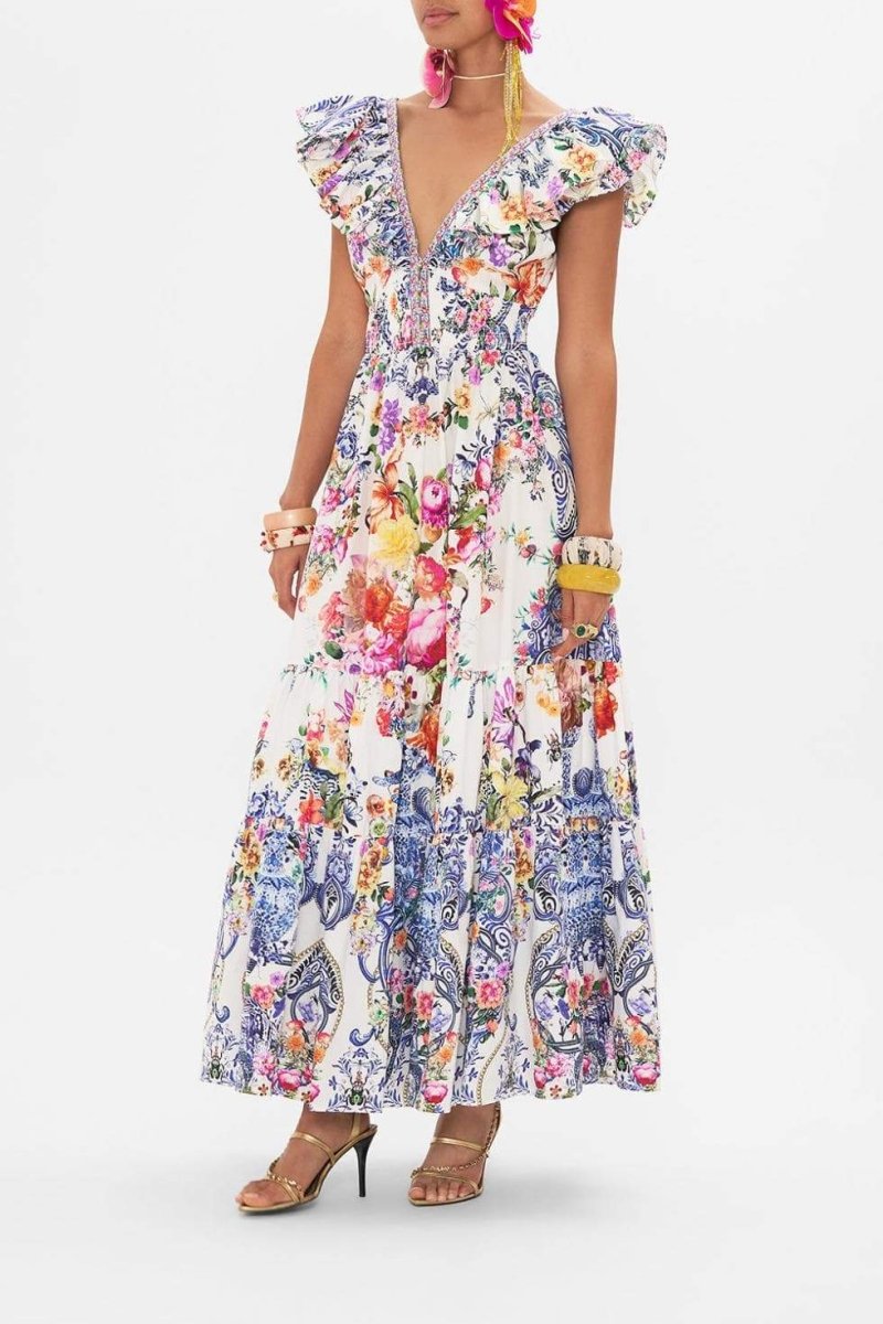 June Printed Ruffle Maxi Dress
