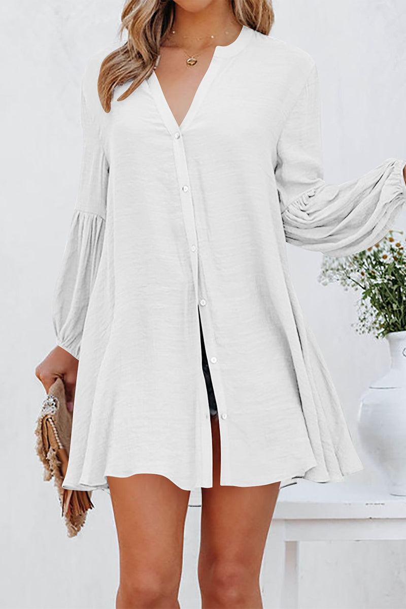 Buttons V Neck T-shirts