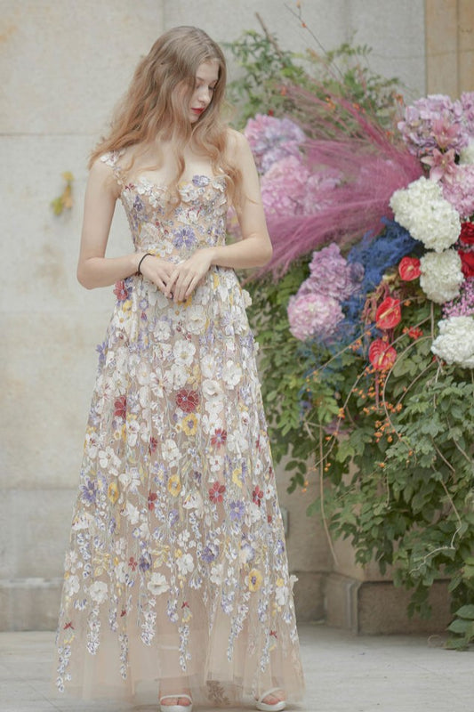 Embroidered Sleeveless Maxi Dress