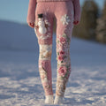 Christmas Inspired Embroidered Comfy Knit Leggings artswardrobe