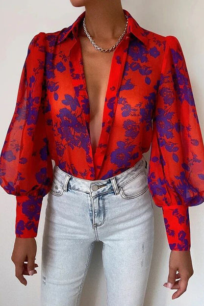 Patchwork Turndown Collar Tops