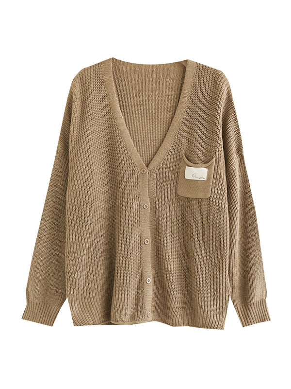 6 Colors Urban Split-joint Color V-neck Cardigan Top