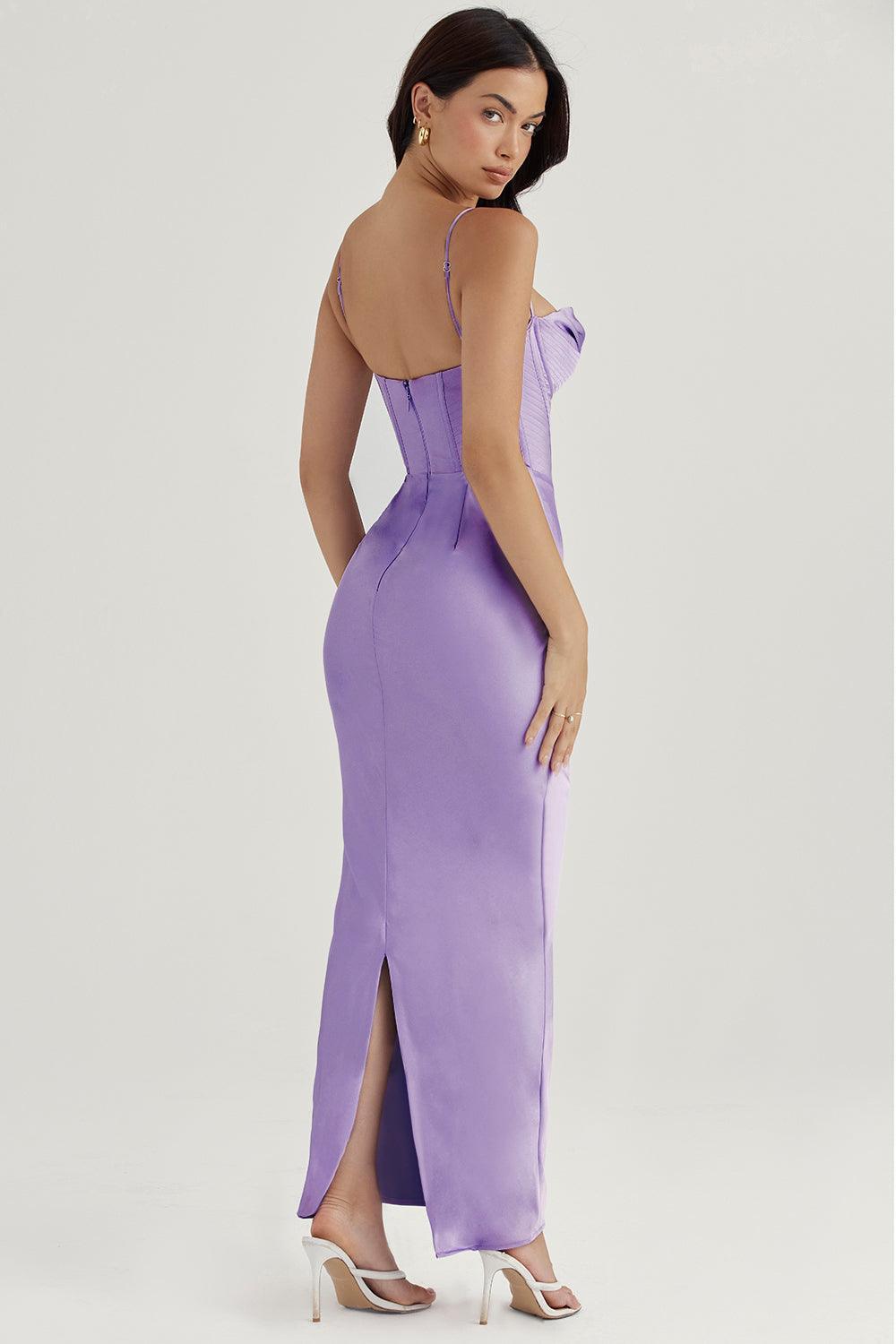 Satin Sleeveless Corset Midi Dress