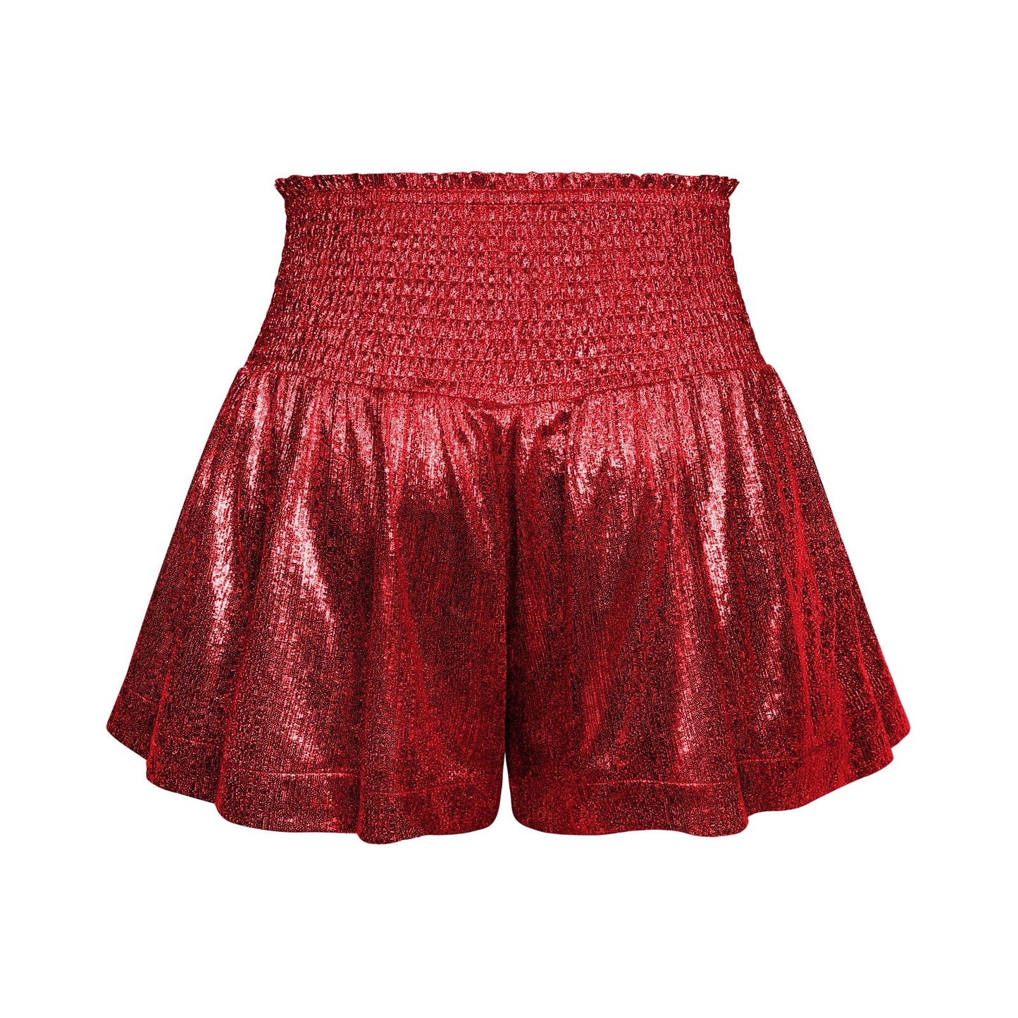 Choose to Sparkle Metallic Shorts - Red