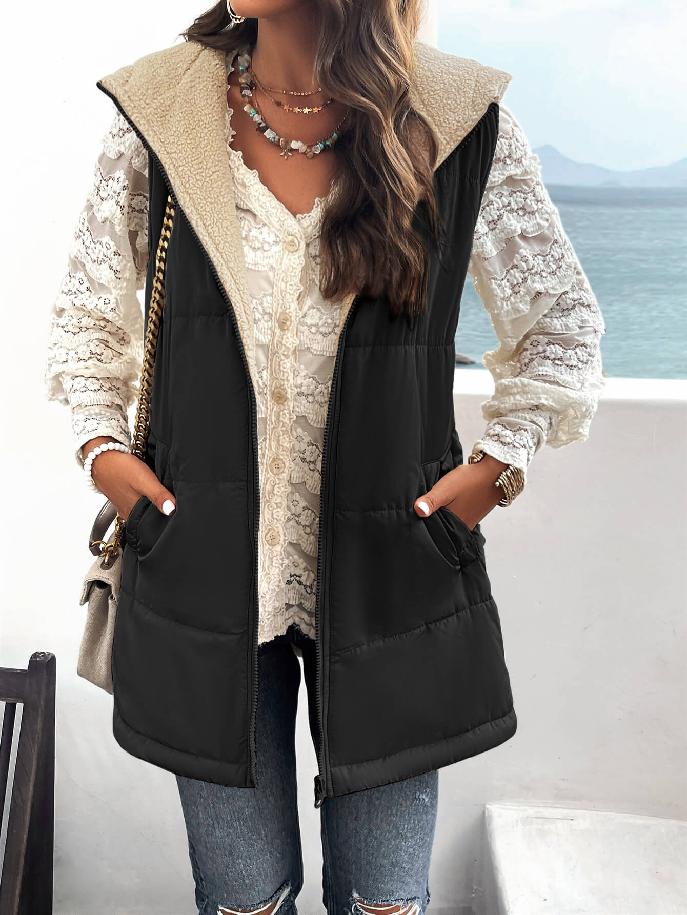 Fall and Forever Hooded Puffer Vest - Black