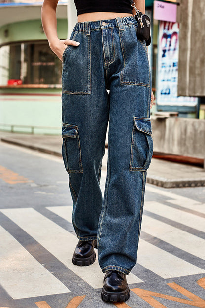 Street Pocket Loose Denim Jeans