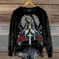 Comstylish Christmas Faith Rhinestone Design Women's Flannel Sweatshirt