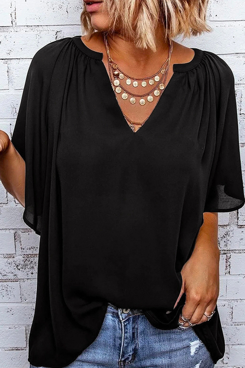Split Joint V Neck T-shirts(6 Colors)