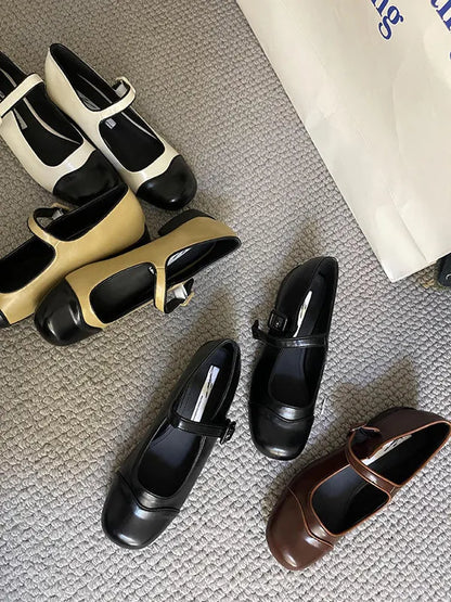 Round Cut Round-toe Split-joint Mary Janes