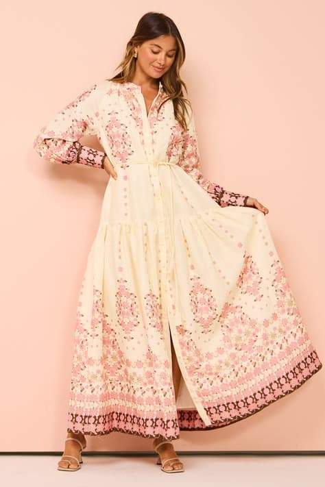 Delia Printed Long Sleeves Maxi Dress