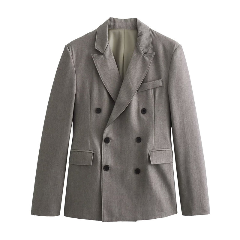 Double Breasted Blazer Straight Leg Pants Set