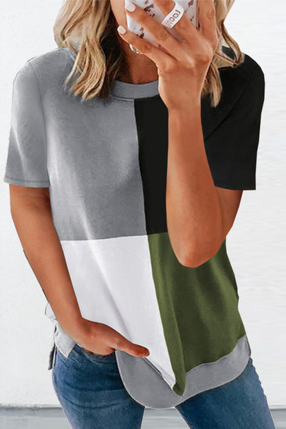 Split Joint O Neck T-shirts(2 Colors)