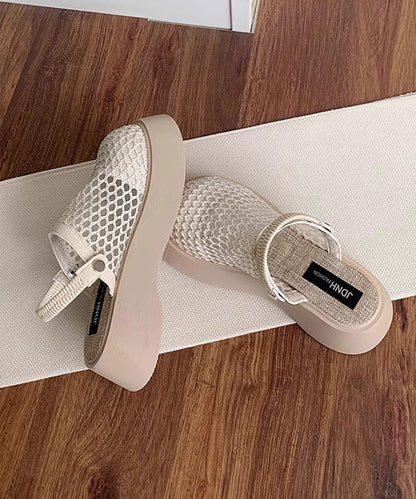 Comfy Platform Beige Breathable Mesh Slide Sandals Ap1049