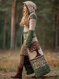 Celtic Tree Viking Art Women's Hooded Knit Long Cardigan artswardrobe
