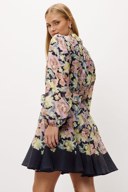 Lantern Sleeve Mini Dress With Belt