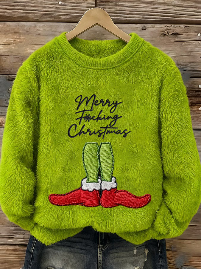 Women's Christmas Print Round Neck Sweatshirt 