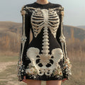 Women's Vintage Anatomy And Floral Art Knit Dress artswardrobe