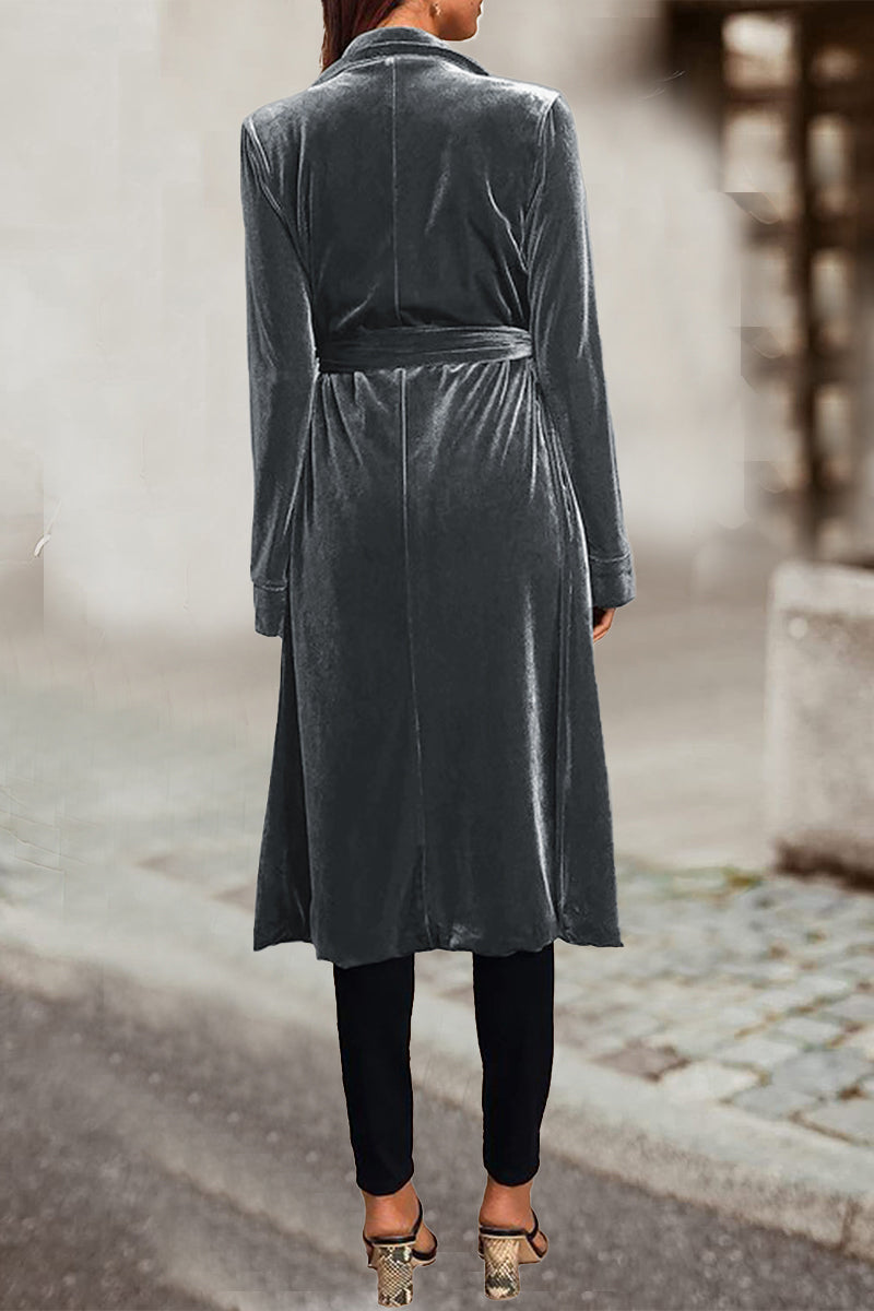 British Style Pocket Turn-back Collar Outerwear