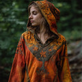 Vintage Fall Leaves Tree Of Life Embroidered Dyed Hoodie artswardrobe