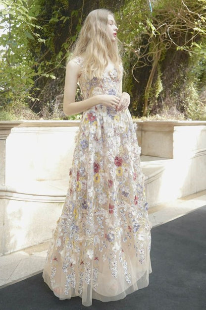 Embroidered Sleeveless Maxi Dress