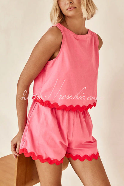 Leilani Tank Top and Elastic Waist Pocket Shorts Set