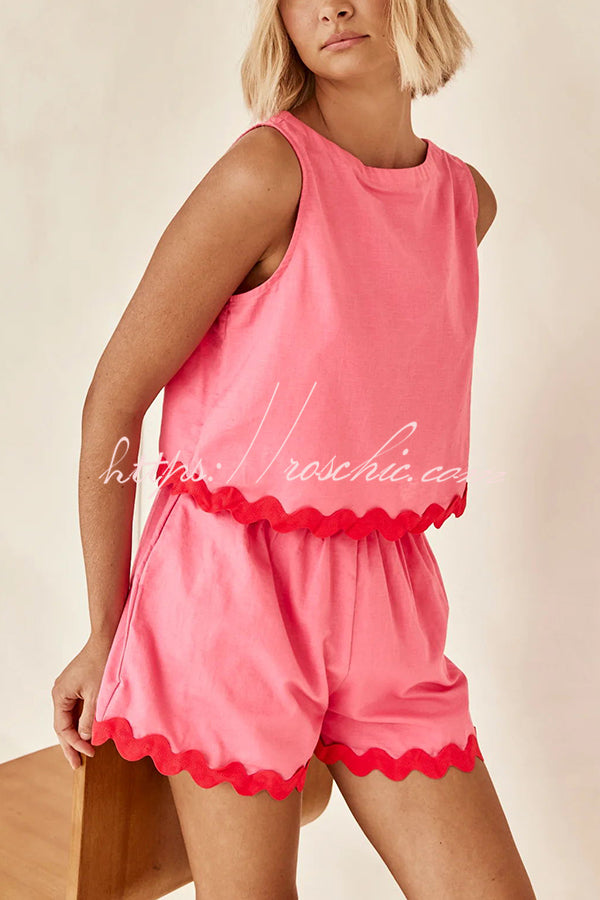 Leilani Tank Top and Elastic Waist Pocket Shorts Set