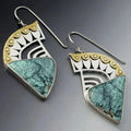 Vintage Turquoise Crown Earrings