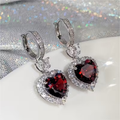 Ruby Heart Halo Earrings