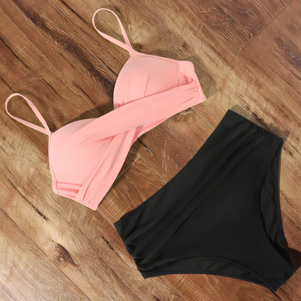 KS | Bikini with high waist and twist front top