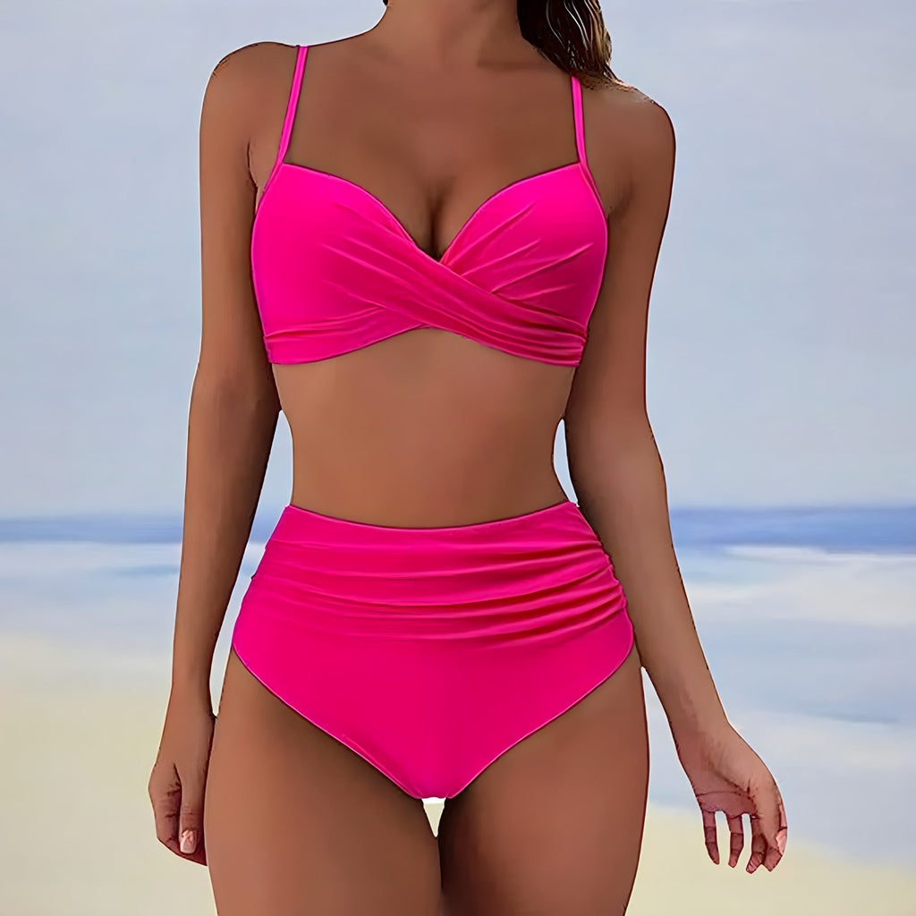 KS | Bikini with high waist and twist front top