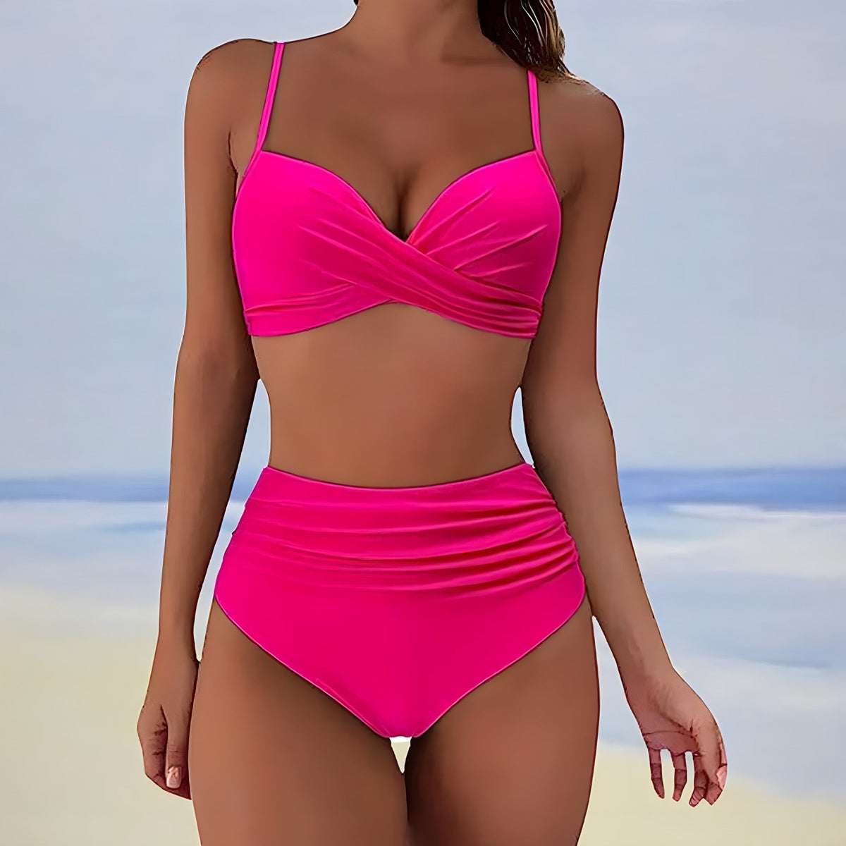 KS | Bikini with high waist and twist front top