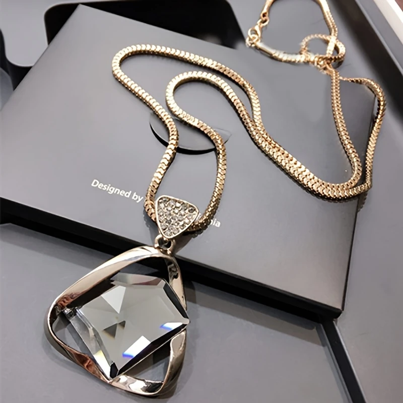 Crystal Pendant Gold Necklace