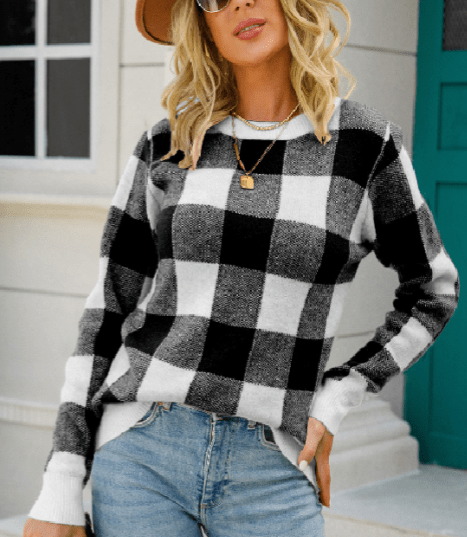 JO | Checked sweater with check pattern