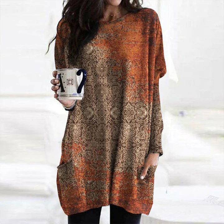 JO | Elegant orange sweater with mandala print