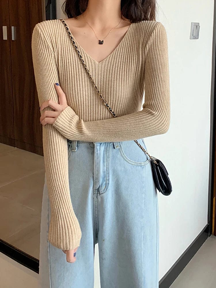 JO | Basic knitted V-neck sweater