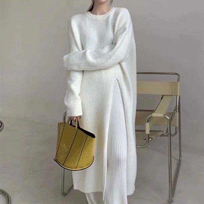 KS | Sweater midi dress with pleated detail