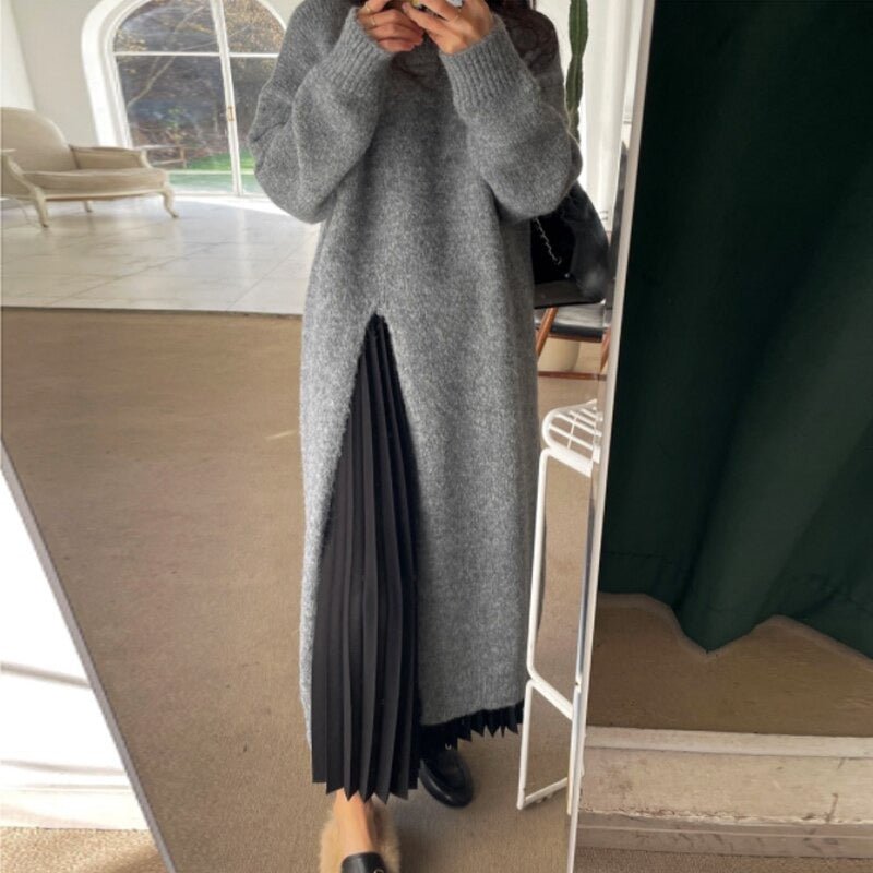 KS | Sweater midi dress with pleated detail