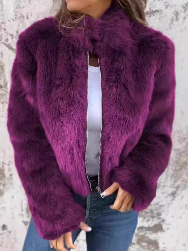 JO | elegant fur coat with zipper